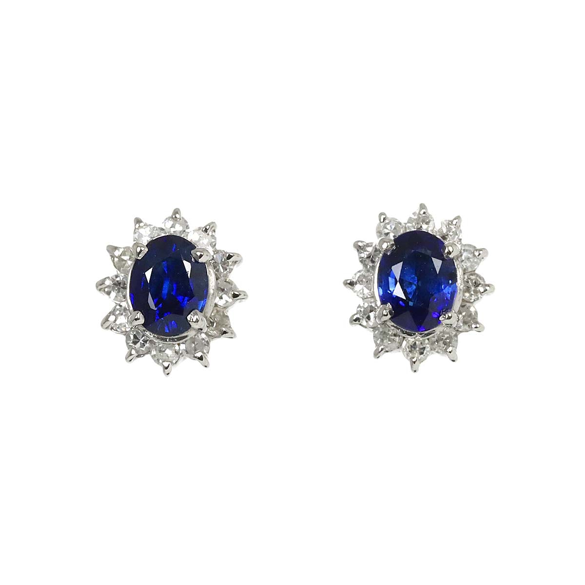 サファイヤ ダイヤ 0.08ct/0.08ct ピアス Pt プラチナ Sapphire Earrings Pierced 90282836