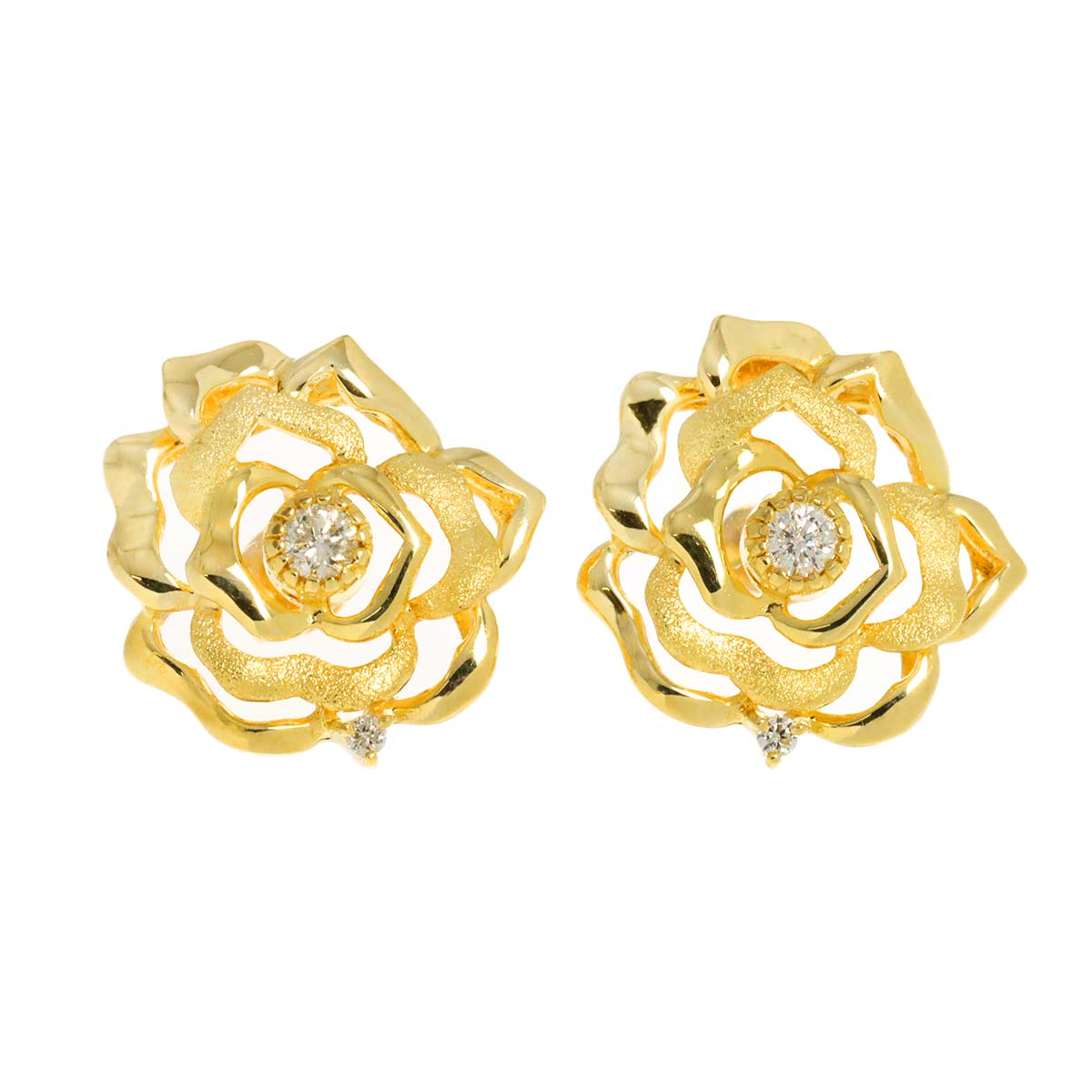 ダイヤ 0.07ct/0.07ct ピアス K18 YG イエローゴールド 750 Diamond Earrings Pierced 90282837