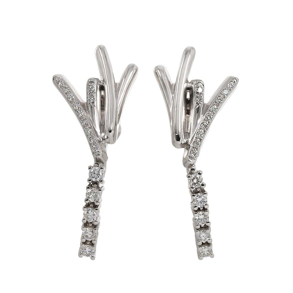 MIKIMOTO ダイヤ 0.33ct/0.33ct イヤリング K14 WG ホワイトゴールド 585 Diamond Earrings ミキモト 90279569