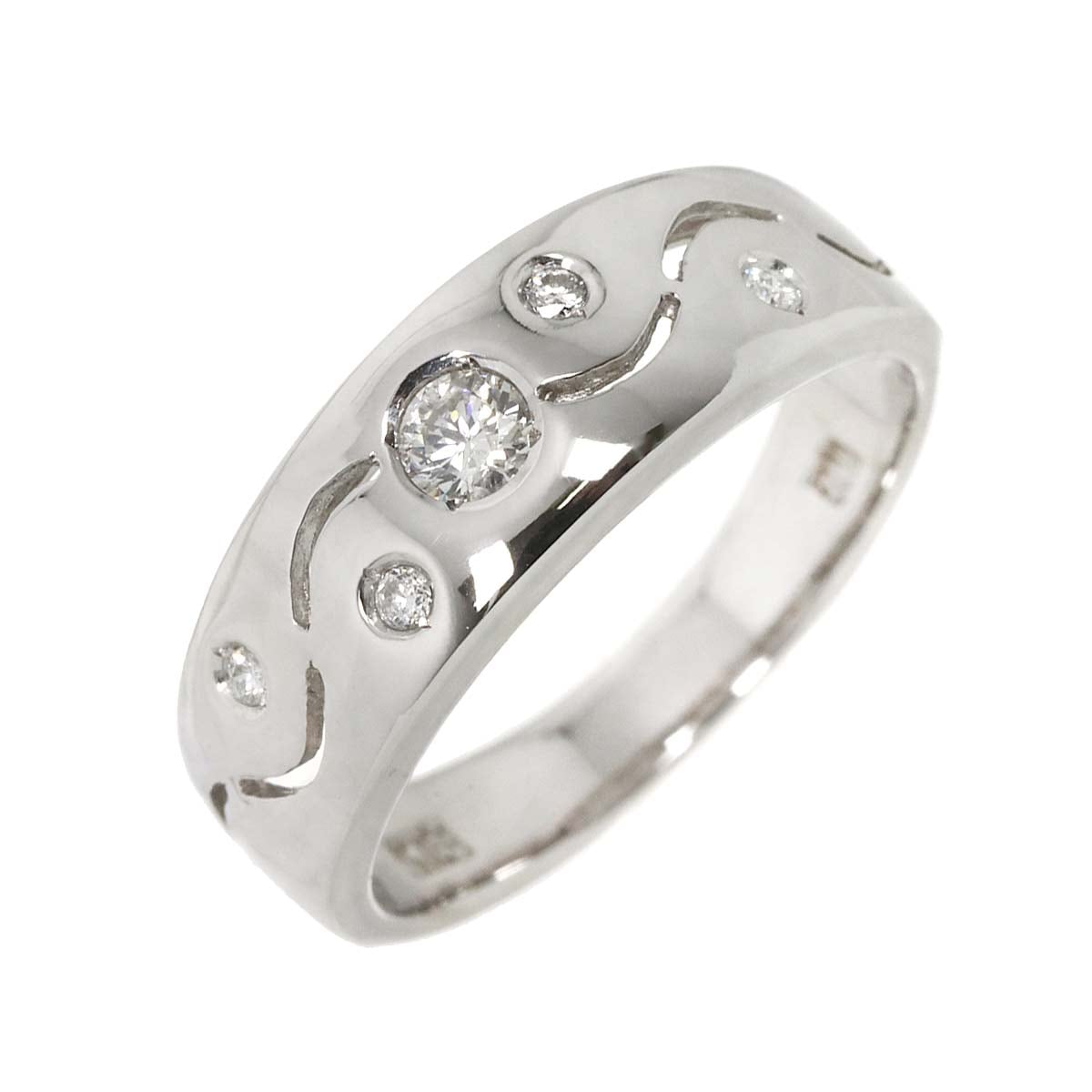 リング 10号 ダイヤ 0.14ct K18 WG ホワイトゴールド 750 指輪 Diamond Ring 90279453