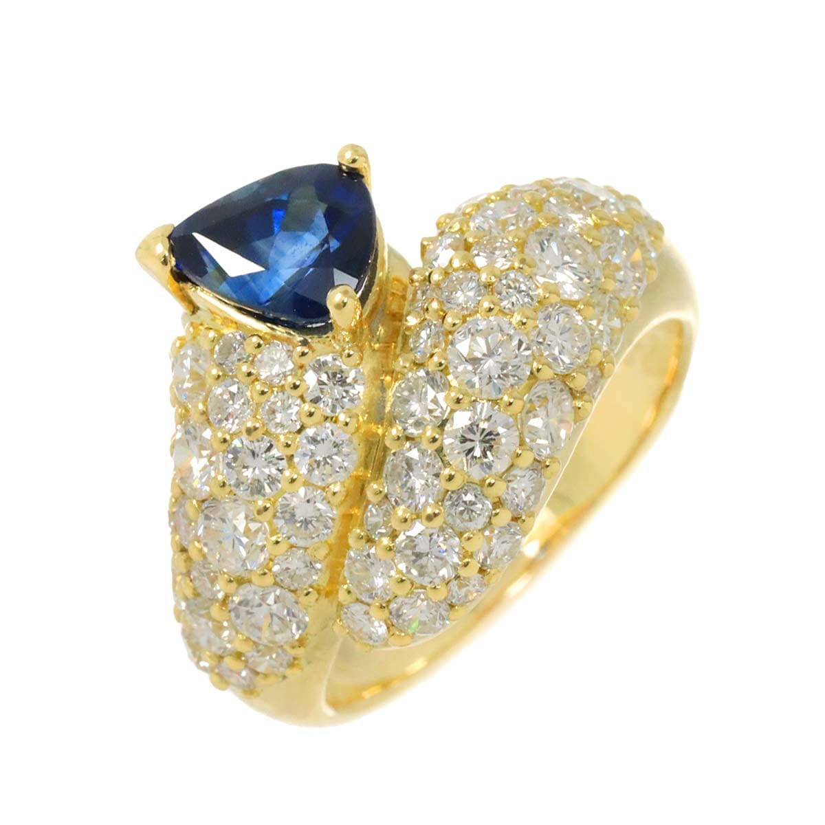 リング 12号 サファイヤ 1.40ct ダイヤ 2.28ct K18 YG イエローゴールド 750 指輪 Sapphire Ring 90254899