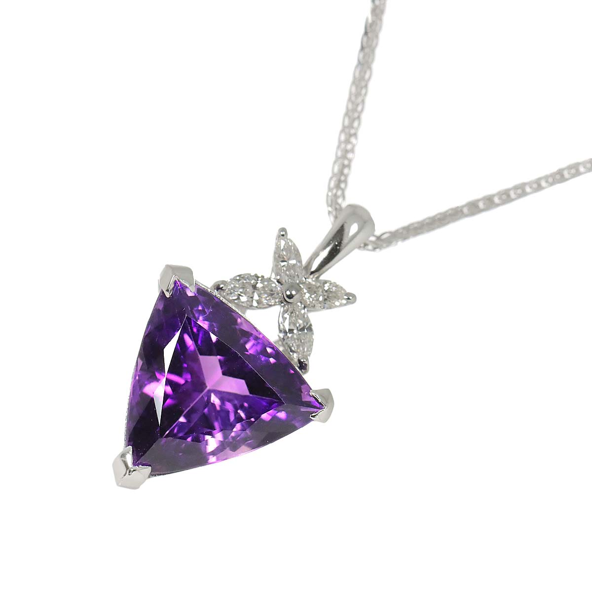 アメジスト 5.53ct ダイヤ 0.30ct ネックレス 45cm K18 WG ホワイトゴールド 750 Amethyst Necklace 90282775