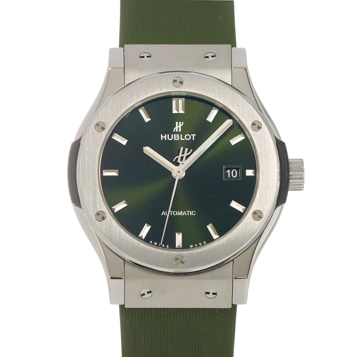 HUBLOT クラシックフュージョン チタニウム 542 NX 8970 LR デイト メンズ 腕時計 グリーン オートマ 自動巻き Classic fusion ウブロ 90253539