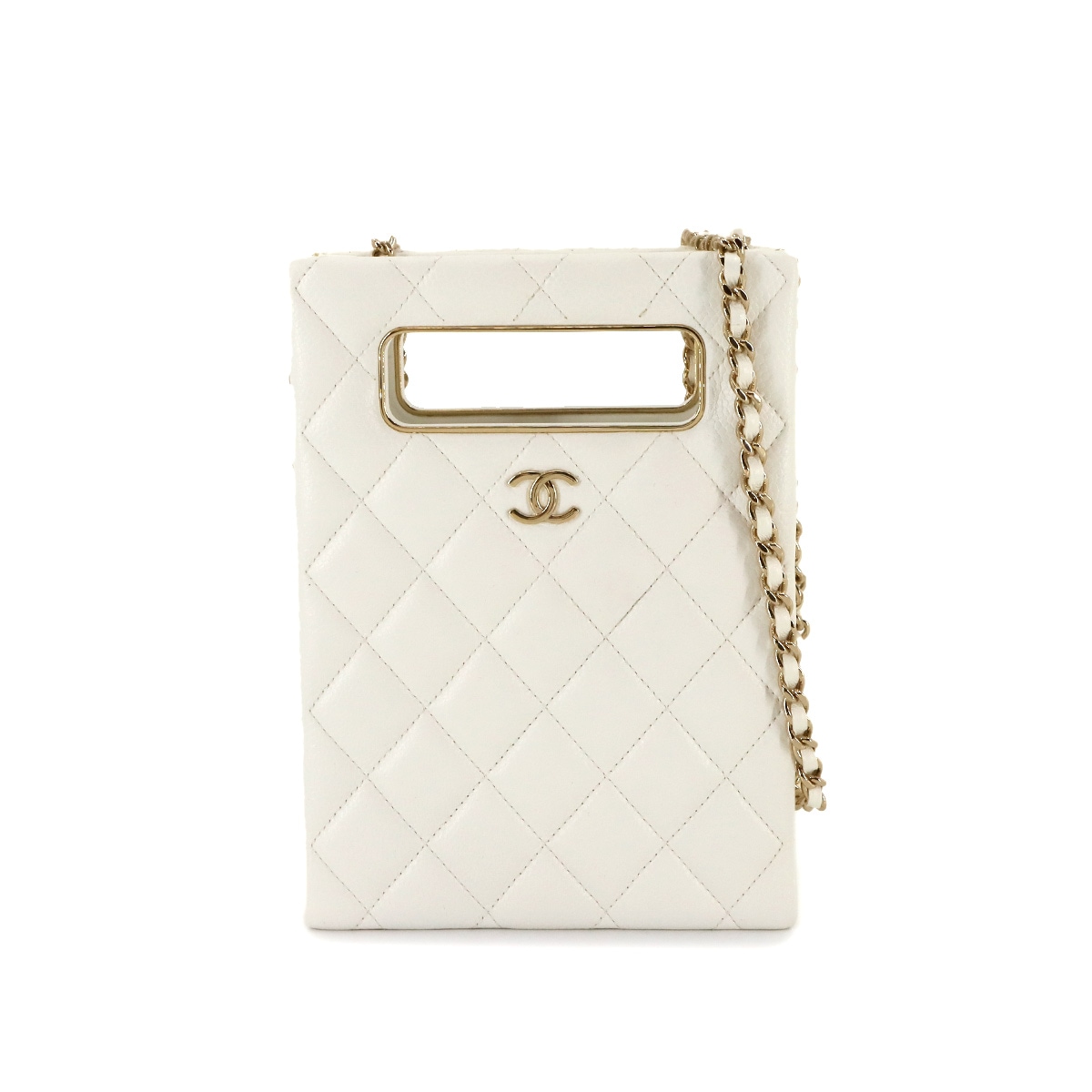 CHANEL マトラッセ チェーン ショルダー バッグ キャビアスキン ホワイト AS3314 ゴールド 金具 Matelasse Bag シャネル 90283003