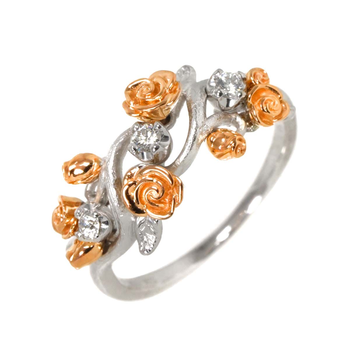 リング 11号 ダイヤ 0.07ct K18 WG PG ホワイト ピンクゴールド 750 指輪 Diamond Ring 90283861