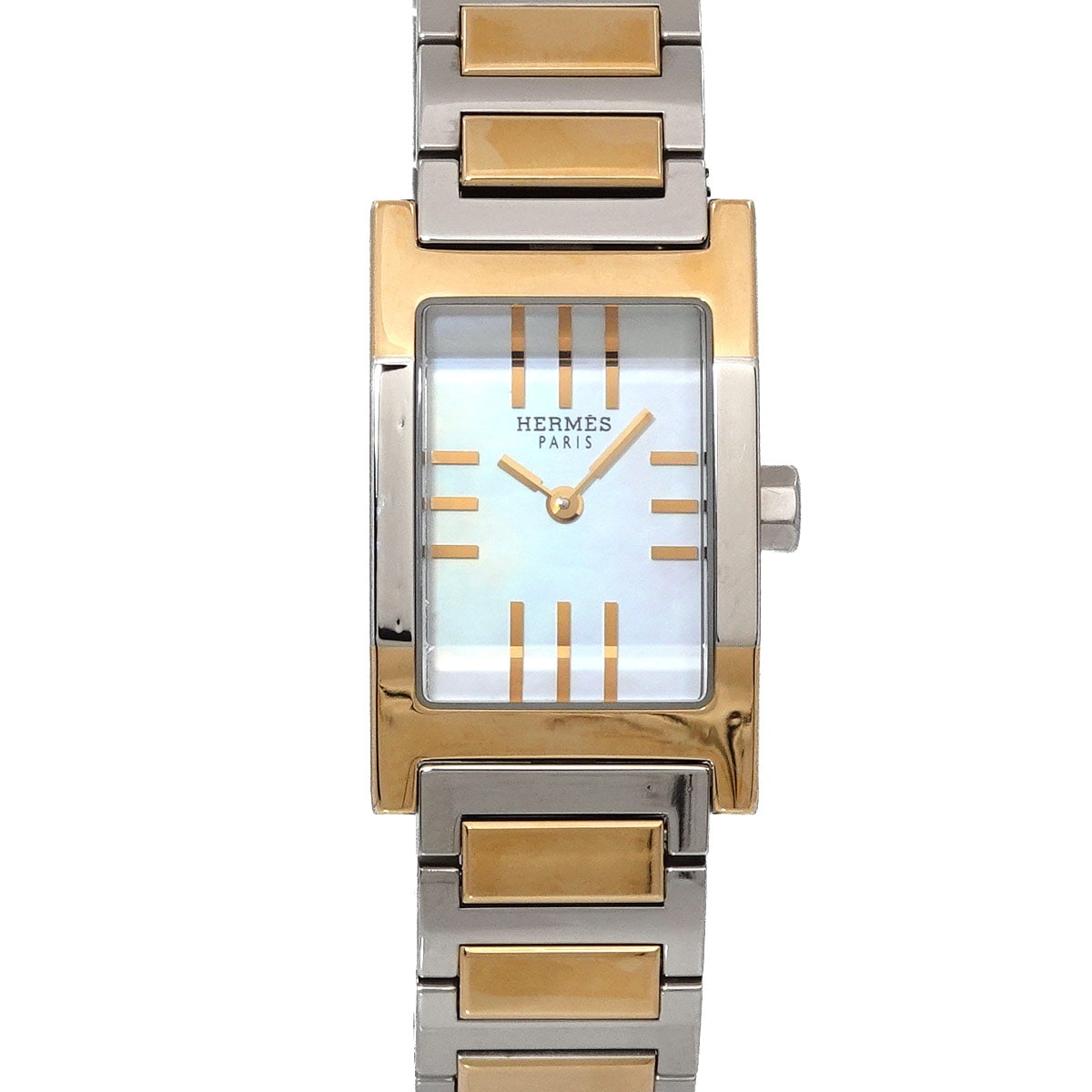HERMES タンデム コンビ TA1 220 レディース 腕時計 ホワイトシェル クォーツ ウォッチ Tandem エルメス 90282664