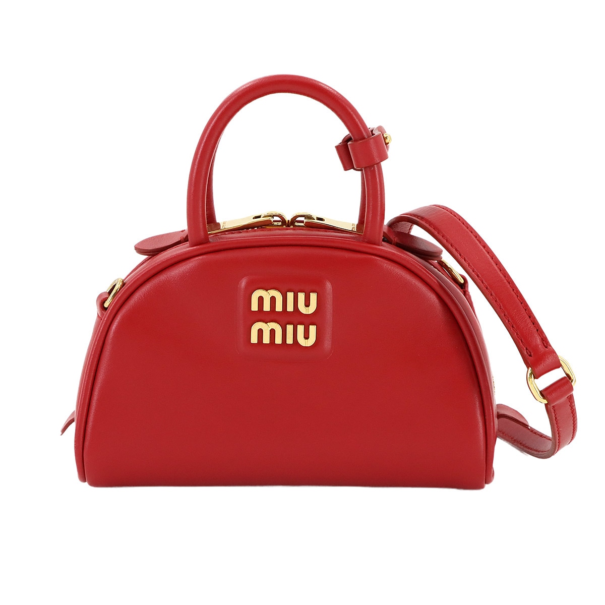 MIUMIU 2way ハンド ショルダー バッグ レザー レッド 5BP085 ゴールド 金具 Hand Shouder Bag ミュウミュウ 90285214