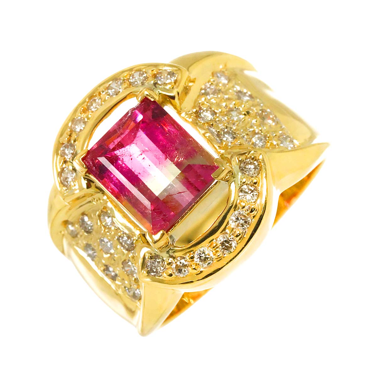 リング 13.5号 トルマリン 2.88ct ダイヤ 0.62ct K18 YG イエローゴールド 750 指輪 Tourmaline Ring 90279913