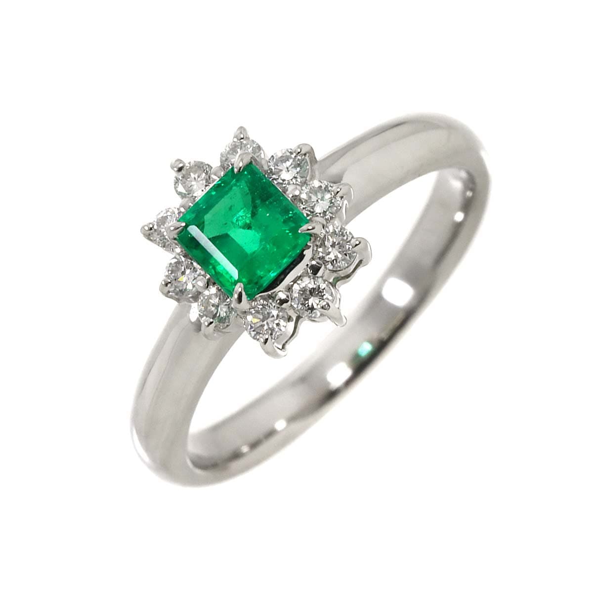 リング 11号 エメラルド 0.45ct ダイヤ 0.24ct Pt プラチナ 指輪 Emerald Ring 90283346