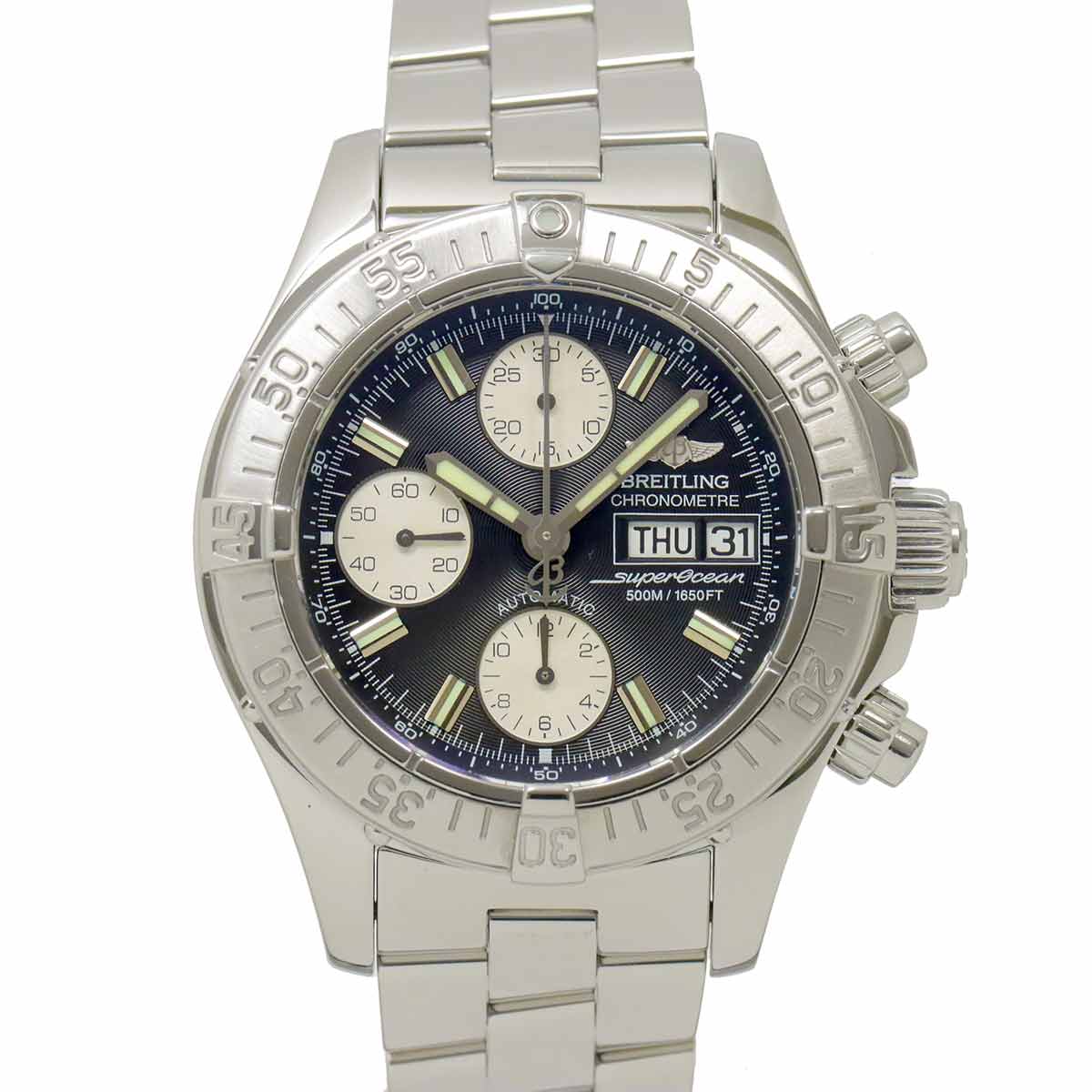 BREITLING スーパーオーシャン クロノグラフ A13340 メンズ 腕時計 デイデイト ブラック オートマ 自動巻き ウォッチ ブライトリング 90283878