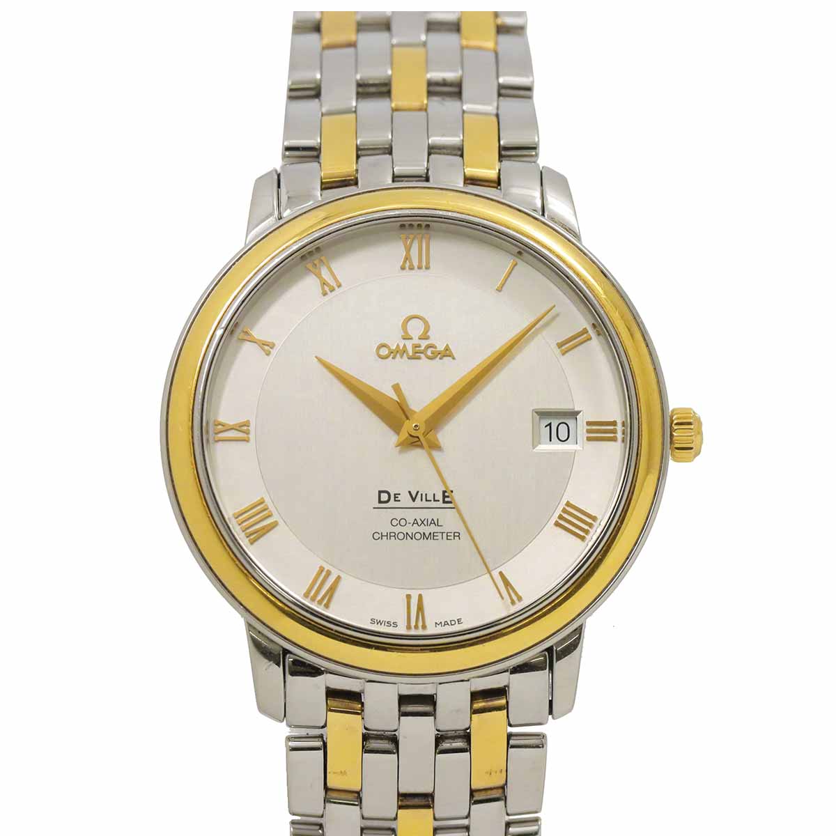 OMEGA デビル プレステージ コンビ 4374 31 ヴィンテージ メンズ 腕時計 デイト シルバー YG イエローゴールド 自動巻き ウォッチ De Ville オメガ 90287159