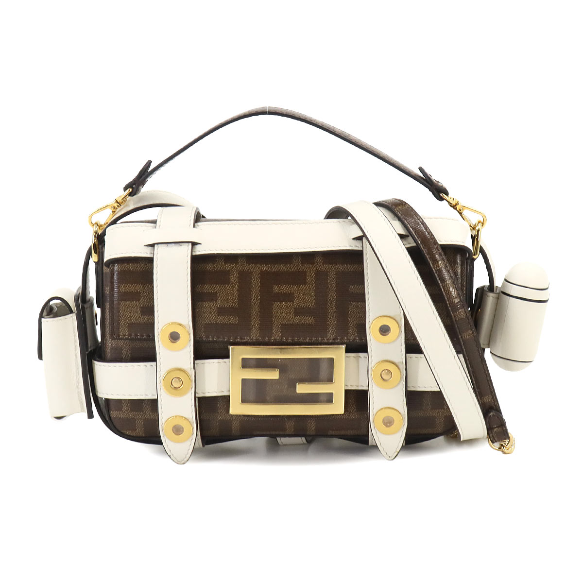 FENDI マンマバケット ズッキーノ柄 コーティングキャンバス ゴールド金具 送料無料】FENDI/フェンディ/ショルダーバッグ/ズッキーノ柄