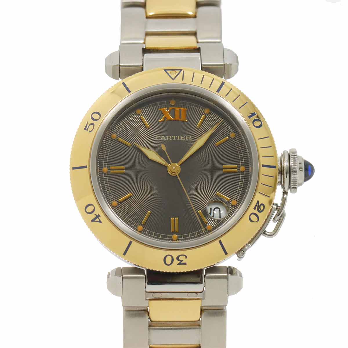 Cartier パシャC コンビ W31016N1 ボーイズ 腕時計 デイト グレー YG オートマ 自動巻き ウォッチ Pasha C カルティエ 90281679