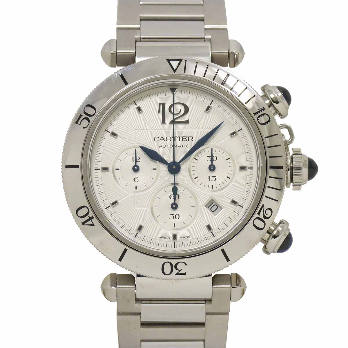 Cartier パシャ ドゥ カルティエ クロノグラフ WSPA0018 メンズ 腕時計 デイト シルバー オートマ 自動巻き Pasha カルティエ 90287738