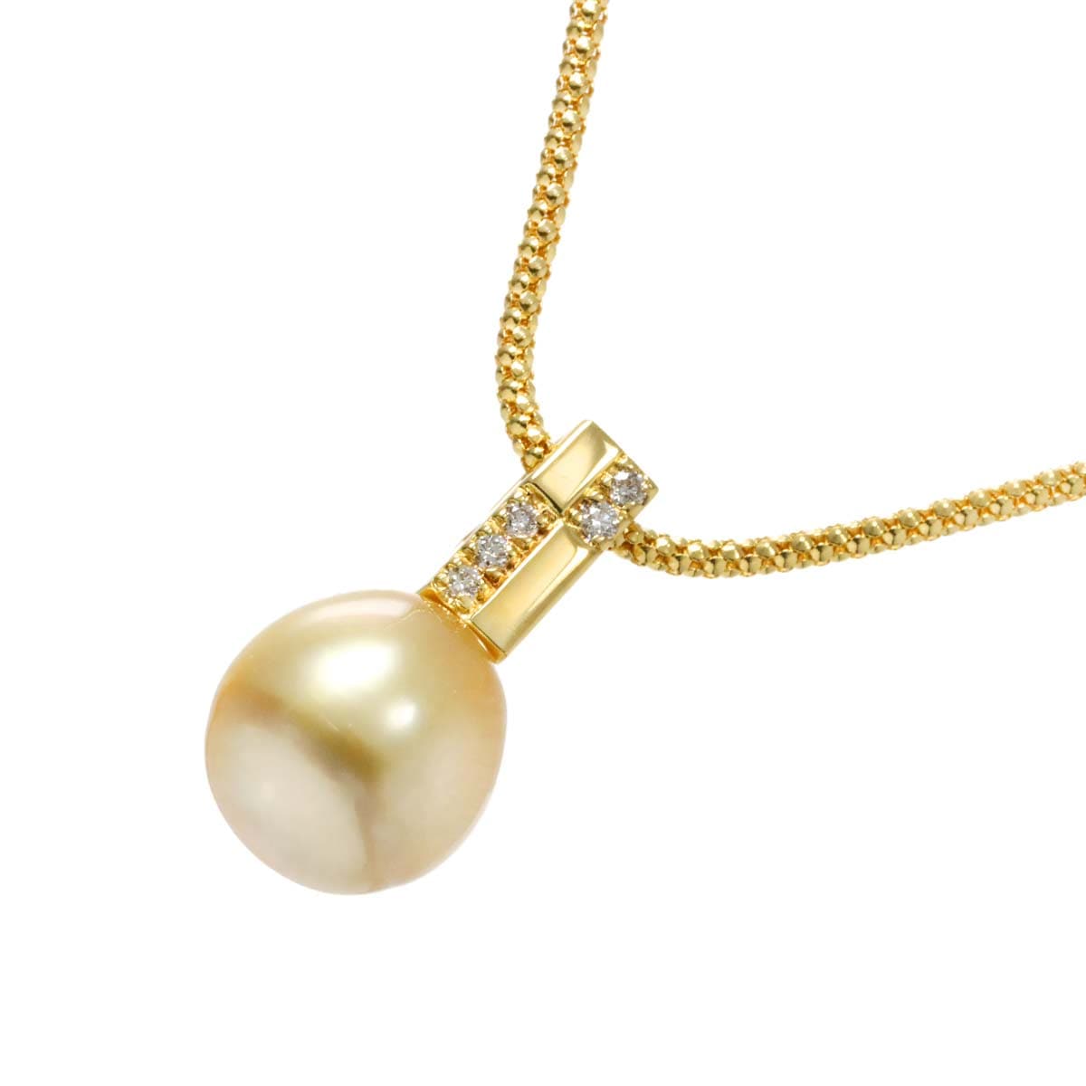 白蝶真珠 11.5mm ダイヤ 0.07ct K18 YG ネックレス 42cm イエローゴールド 750 パール Pearl Necklace 90287420