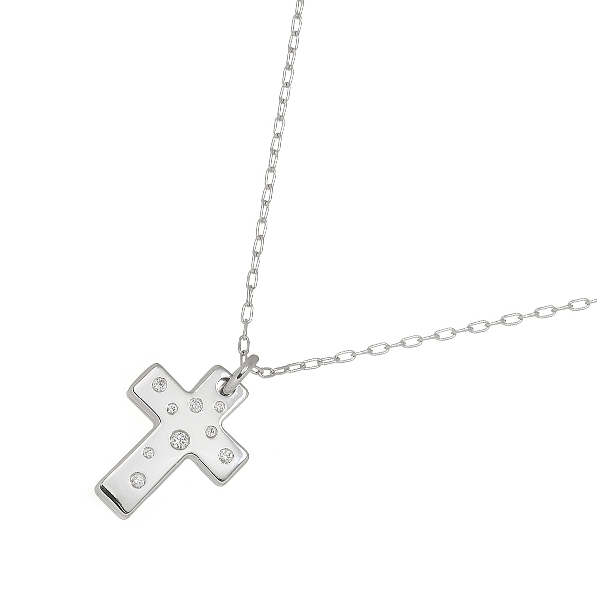 TIFFANY&Co. クロス ダイヤ ネックレス 40cm K18 WG ホワイトゴールド 750 Cross Necklace ティファニー 90281471