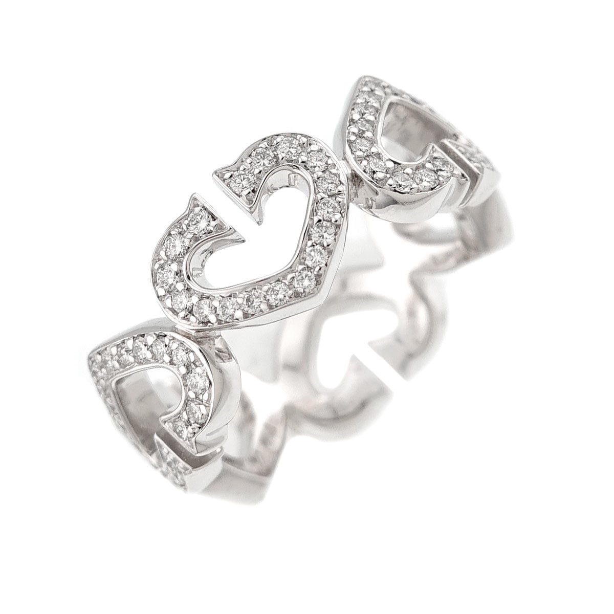 Cartier Cハート #49 リング フル ダイヤ K18 WG ホワイトゴールド 750 指輪 C Heart Ring カルティエ 90283429