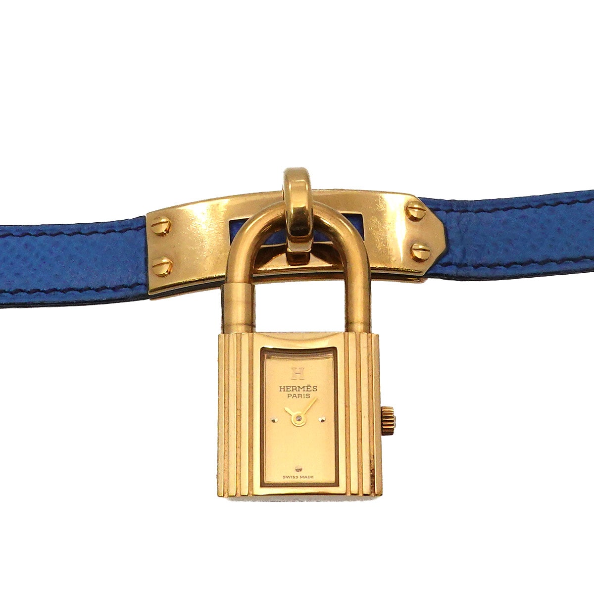 HERMES ケリーウォッチ レディース 腕時計 ゴールド ブルー クォーツ ウォッチ カデナ Kelly Watch エルメス 90286828