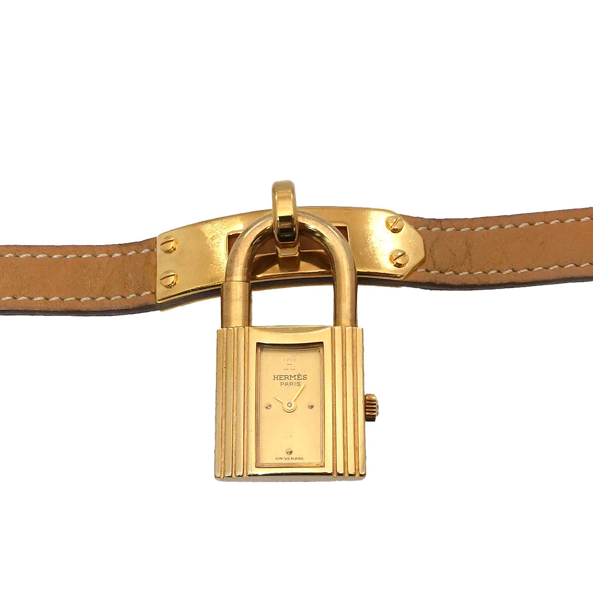 HERMES ケリーウォッチ ヴィンテージ レディース 腕時計 ゴールド ブラウン クォーツ ウォッチ カデナ Kelly Watch エルメス 90288569