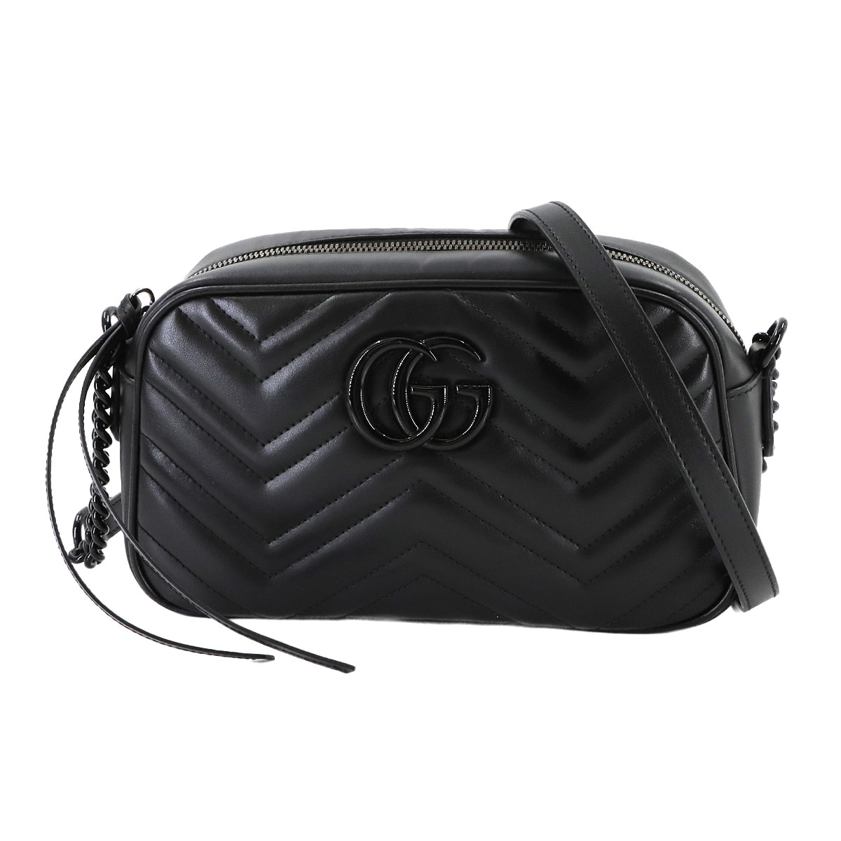 GUCCI GG マーモント キルティング スモール チェーン ショルダー バッグ レザー ブラック 447632 GG Marmont Bag グッチ 90285246
