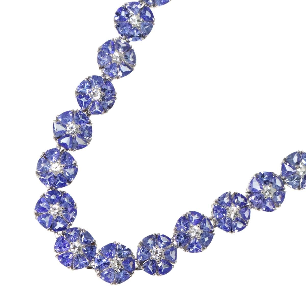タンザナイト 50.00ct サファイヤ ダイヤ ネックレス 44cm K18 WG ホワイトゴールド 750 【鑑別書付き】 Necklace 90283865