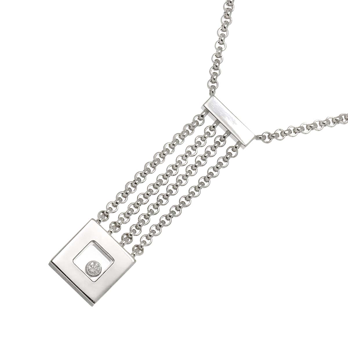 Chopard ハッピーダイヤ ネックレス 42cm K18 WG ホワイトゴールド 750 スクエア Happy Diamond Necklace ショパール 90283434