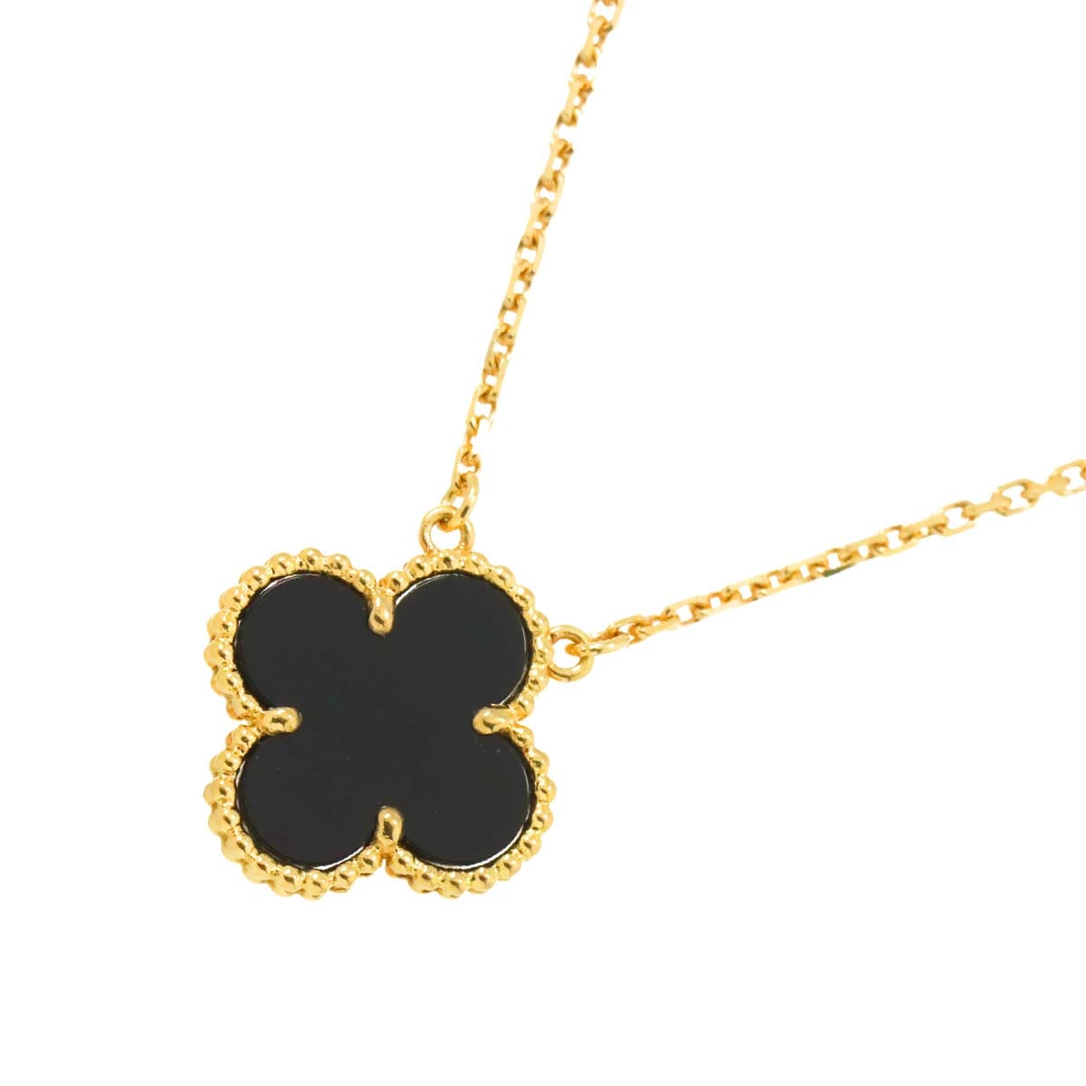 Van Cleef & Arpels ヴィンテージ アルハンブラ オニキス ネックレス 41cm K18 YG 750 Vintage Alhambra ヴァンクリーフ & アーペル 90284212