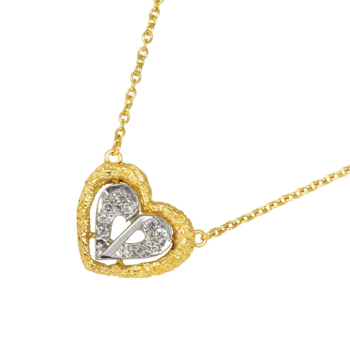 Christian Dior ハート ダイヤ ネックレス 45cm K18 YG Pt イエローゴールド 750 プラチナ Necklace クリスチャン ディオール 90284217
