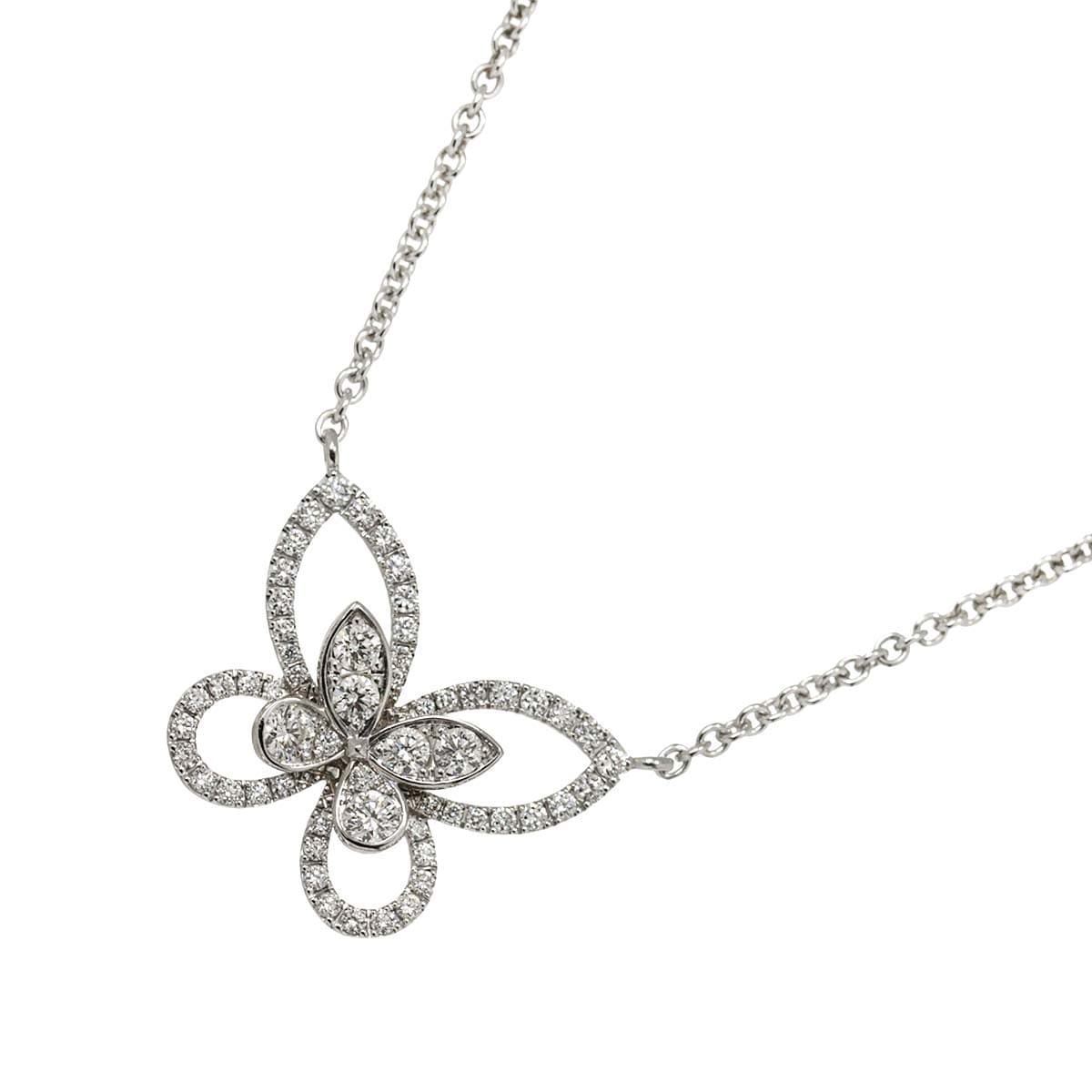 GRAFF バタフライ シルエット ダイヤ ネックレス 47cm K18 WG ホワイトゴールド 750 Diamond Necklace【証明書付き】グラフ 90286026