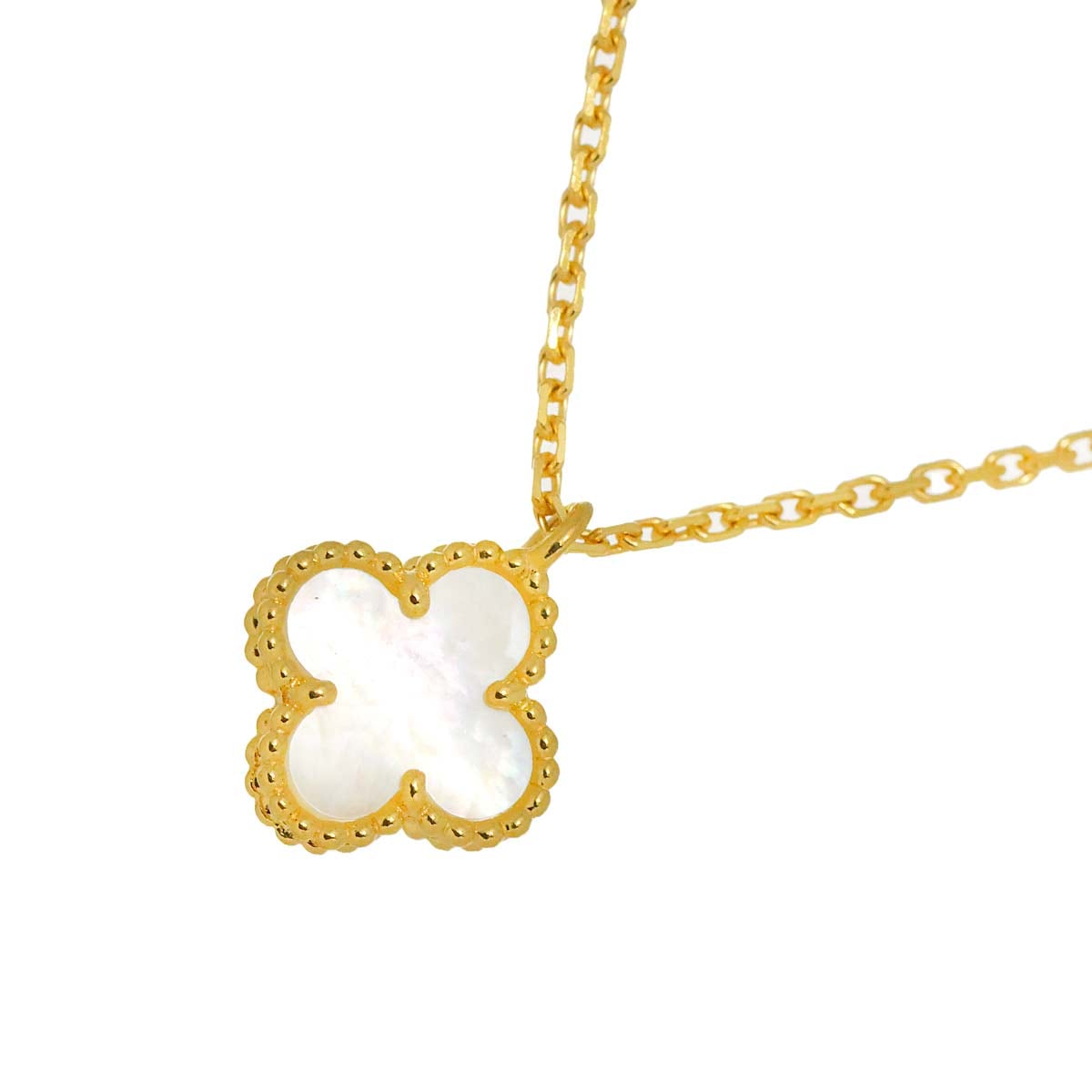 Van Cleef & Arpels スウィート アルハンブラ ネックレス 40cm シェル K18 YG 750 Sweet Alhambra 【証明書付き】ヴァンクリーフ & アーペル 90286028