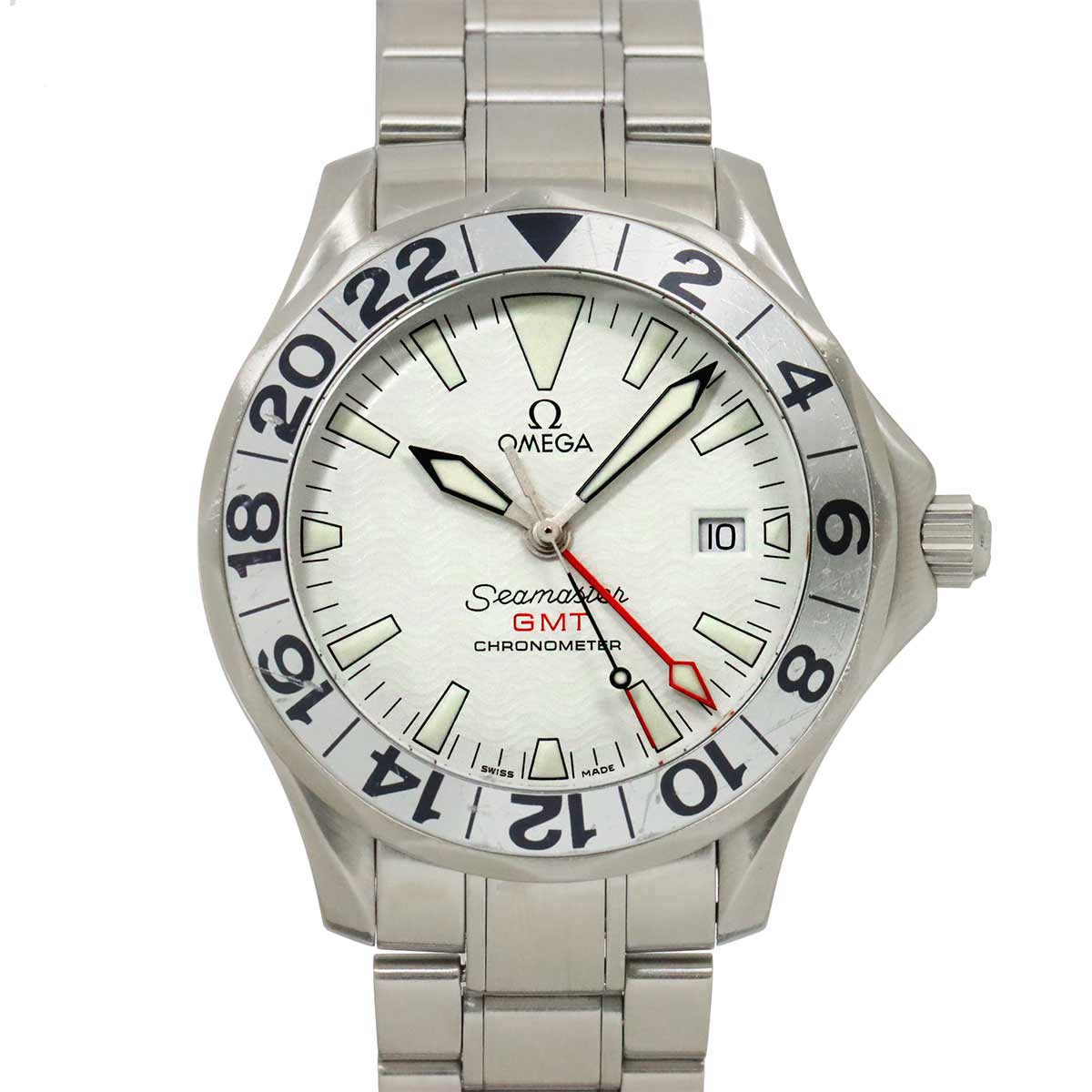 OMEGA シーマスター GMT 2538 20 メンズ 腕時計 デイト ホワイト オートマ 自動巻き ウォッチ Seamaster GMT オメガ 90282566