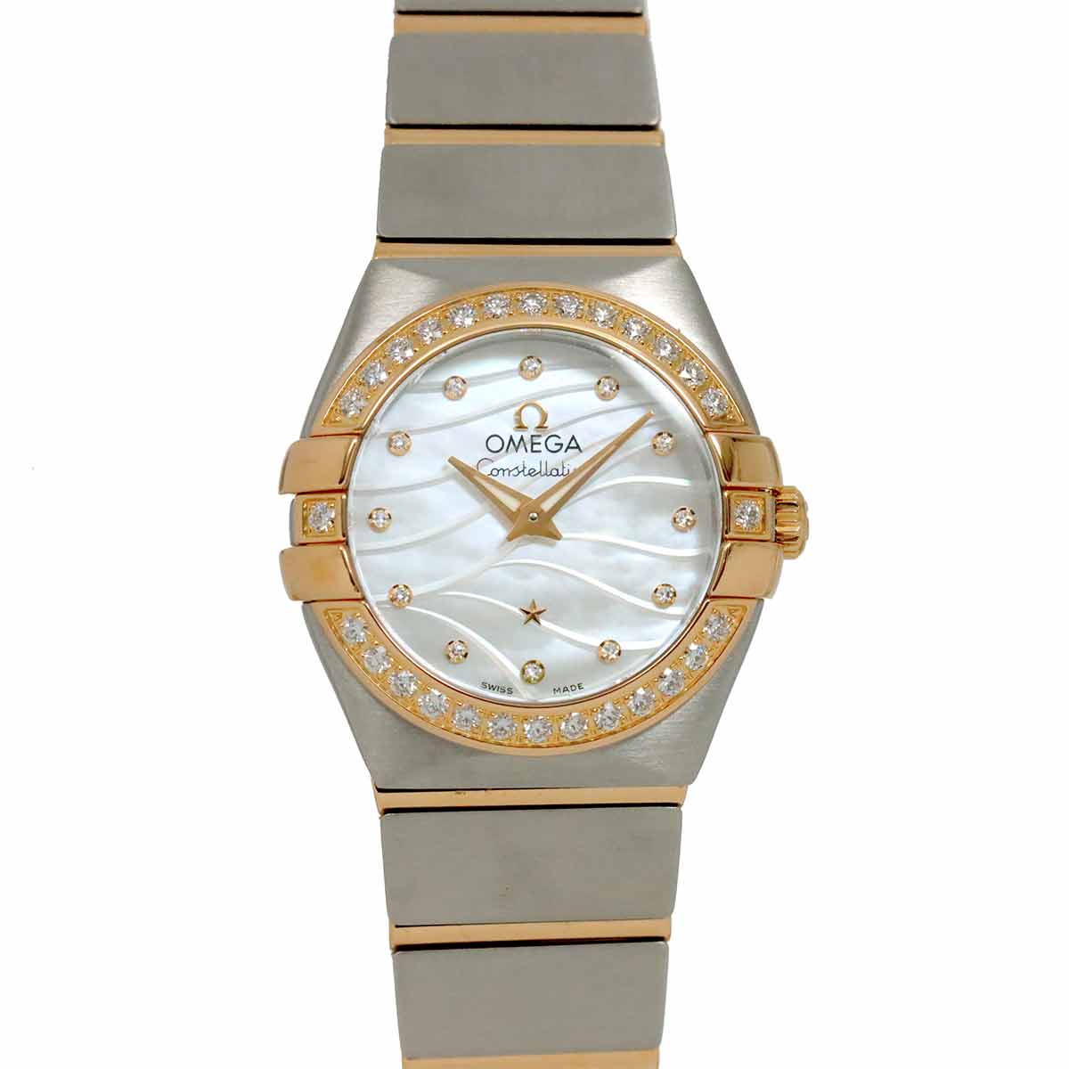 OMEGA コンステレーション ブラッシュ コンビ 123 25 24 60 55 012 レディース 腕時計 ダイヤ ベゼル 12P ホワイトシェル K18PG クォーツ Constellation オメガ 90282656