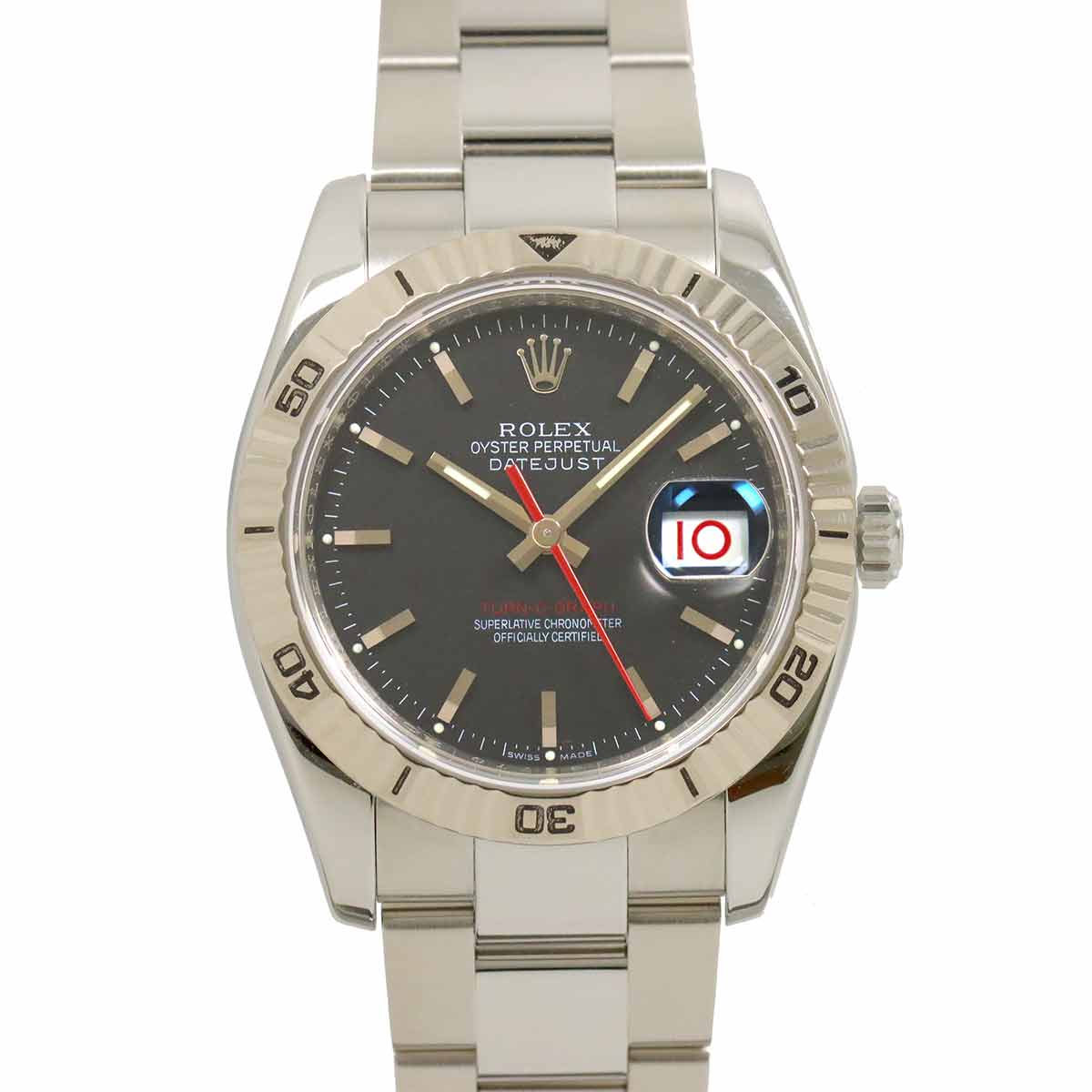ROLEX デイトジャスト ターノグラフ 116264 F番 ルーレット メンズ 腕時計 ブラック K18WG ホワイトゴールド 自動巻き Datejust Turnograph ロレックス 90283570