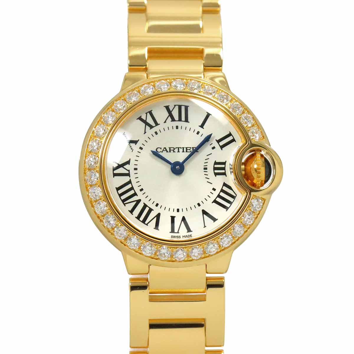 Cartier バロンブルー 28mm WE9001Z3 レディース 腕時計 ダイヤベゼル シルバー K18YG イエローゴールド 金無垢 クォーツ ウォッチ Ballon Bleu カルティエ 90285969