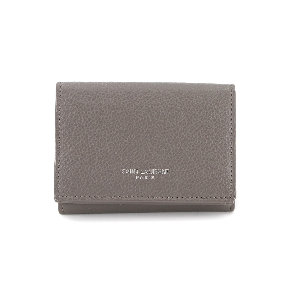 SAINT LAURENT PARIS タイニー ウォレット 三つ折り 財布 レザー グレー 459784 Compact Wallet サンローラン パリ 90285081