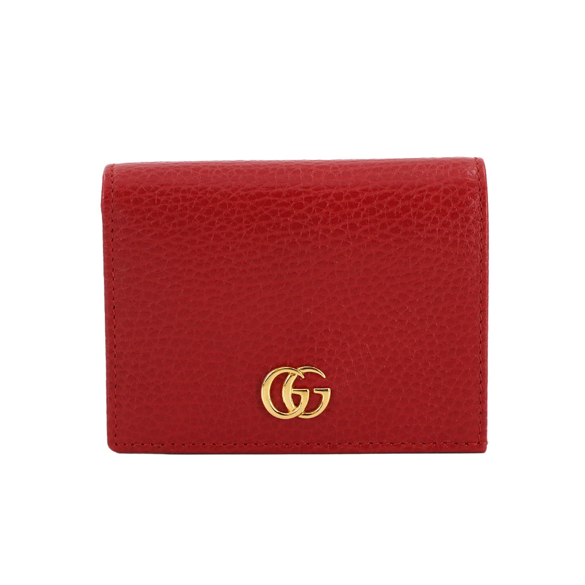 GUCCI GGマーモント 二つ折り 財布 レザー レッド 456126 ゴールド 金具 GG Marmont Card Case Wallet グッチ 90287645