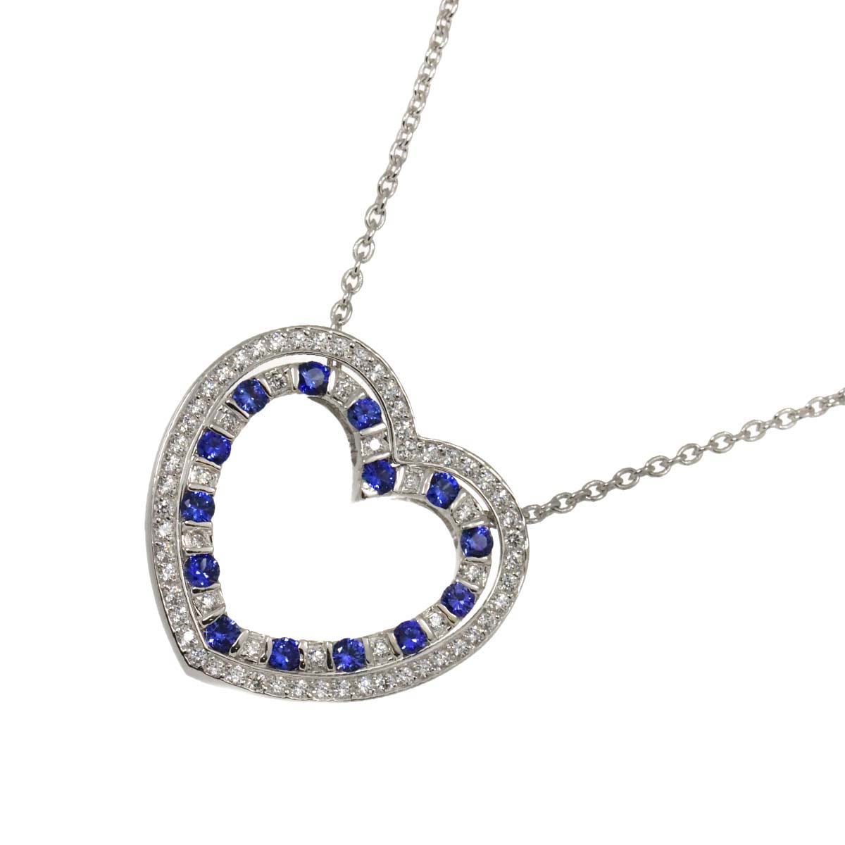 サファイヤ ダイヤ ネックレス 42cm K14 WG ホワイトゴールド 585 Sapphire Necklace 90287092