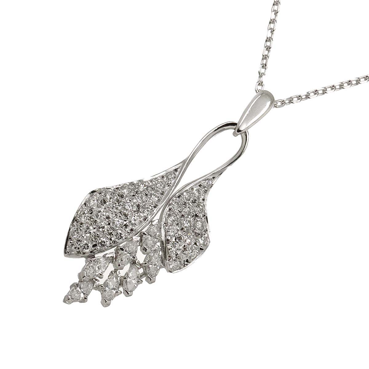 MIKIMOTO ダイヤ 1.14ct ネックレス 50cm K14 WG ホワイトゴールド 585 Diamond Necklace ミキモト 90283823
