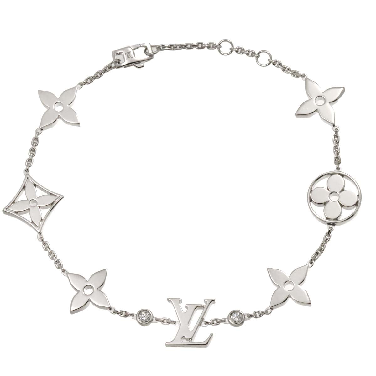 LOUIS VUITTON モノグラム イディール ブロッサム LV ダイヤ ブレスレット 18cm K18 WG ホワイトゴールド 750 Bracelet ルイヴィトン 90285617
