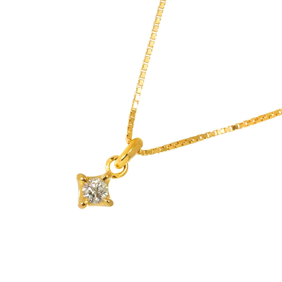 agete ダイヤ 0.05ct ネックレス 40cm K18 YG イエローゴールド 750 Diamond Necklace アガット 90286556
