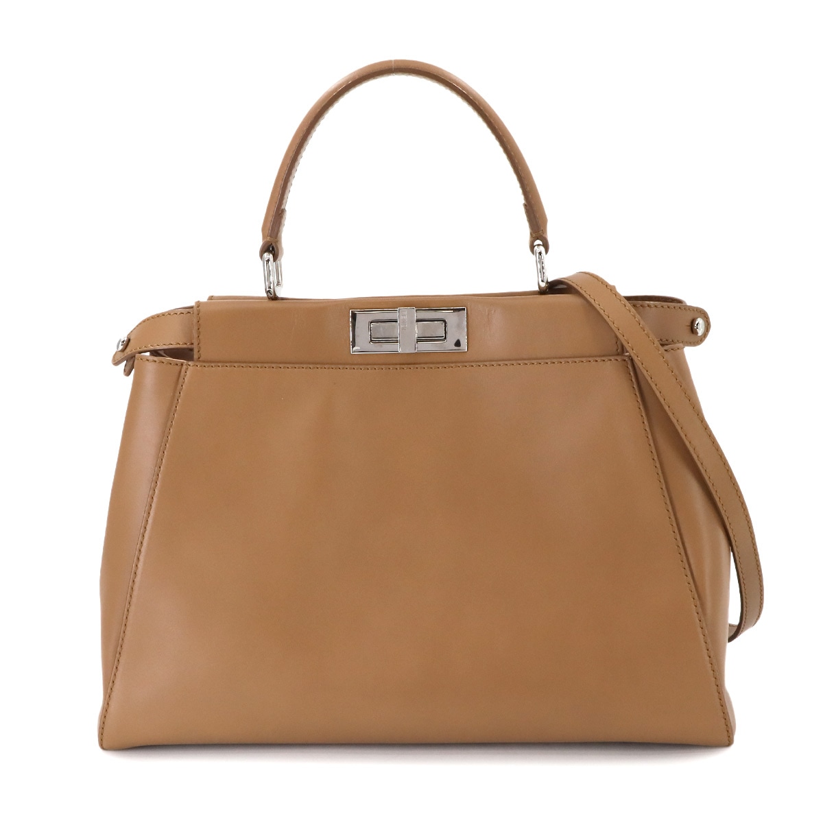 FENDI ピーカブー レギュラー 2way ハンド ショルダー バッグ レザー ブラウン 8BN226 Peekaboo フェンディ 90285152