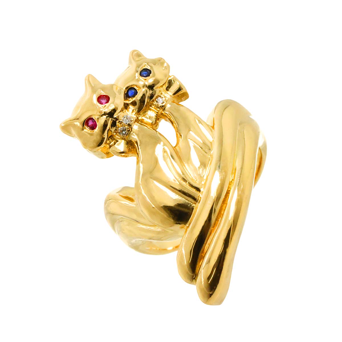 リング 11号 ルビー サファイヤ K18 YG イエローゴールド 750 指輪 Ruby Ring 90287863