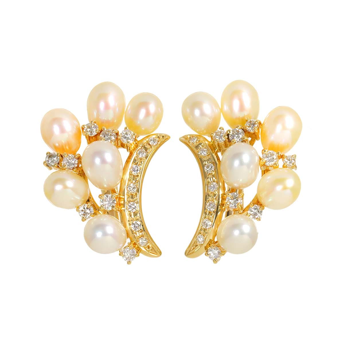 TASAKI 淡水真珠 ダイヤ 0.51/0.51ct イヤリング K18 YG イエローゴールド 750 パール 田崎真珠 Earrings Clip on タサキ 90284475