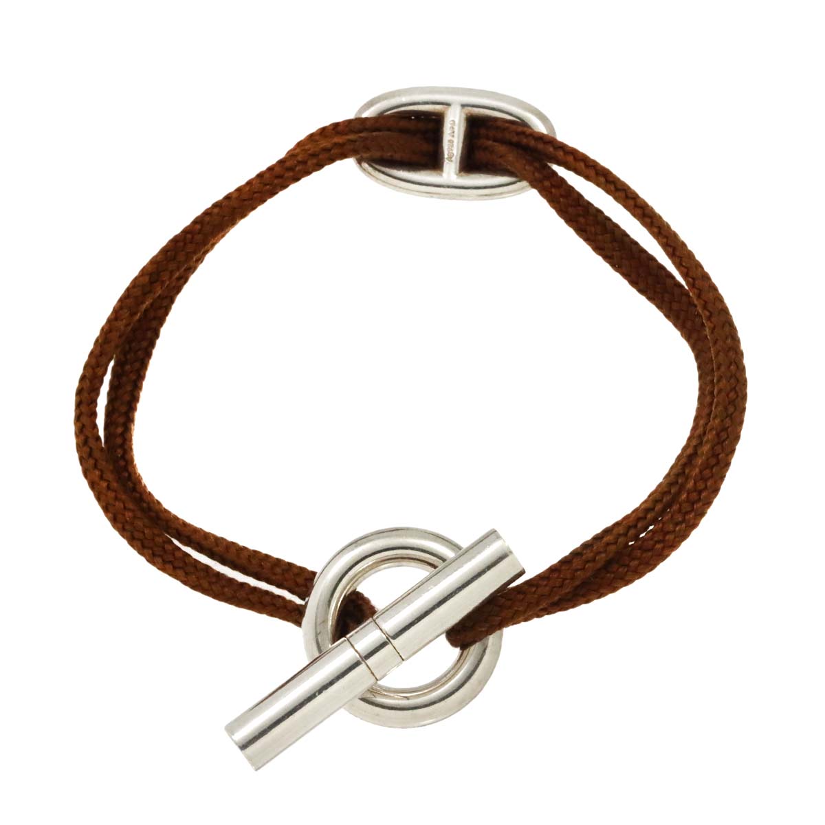 エルメス バングル ブレスレット シルバー レザー カルトゥーシュ HERMES エルメス カルトゥーシュ 15cm バングル ブレスレット