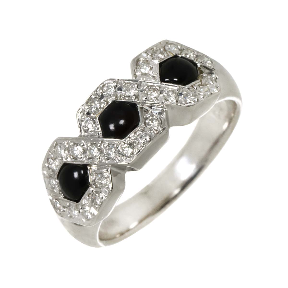 リング 12.5号 オニキス ダイヤ 0.31ct Pt プラチナ 指輪 Onyx Ring 90289810