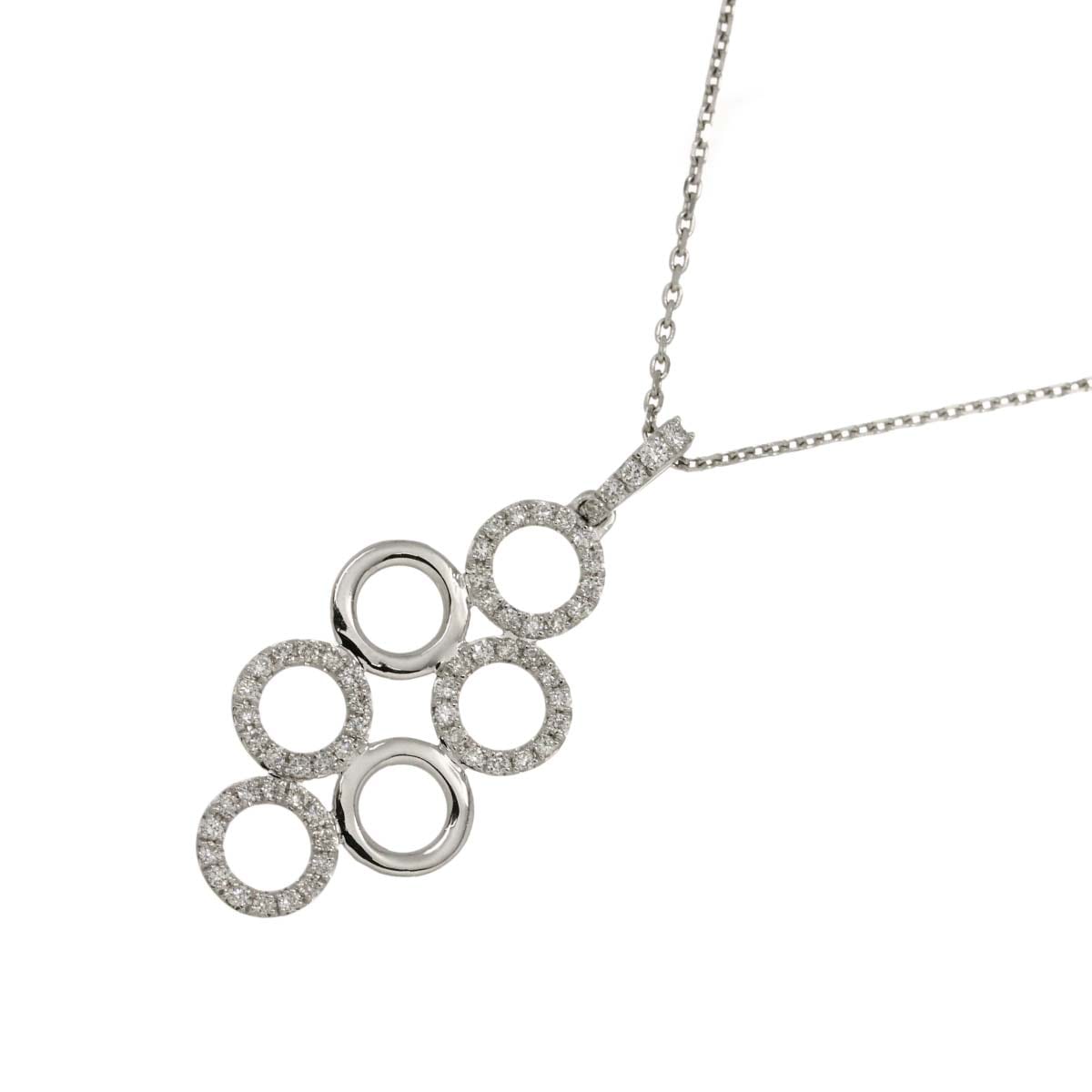 ダイヤ 0.19ct ネックレス 44.5cm K18 WG ホワイトゴールド 750 Diamond Necklace 90290295