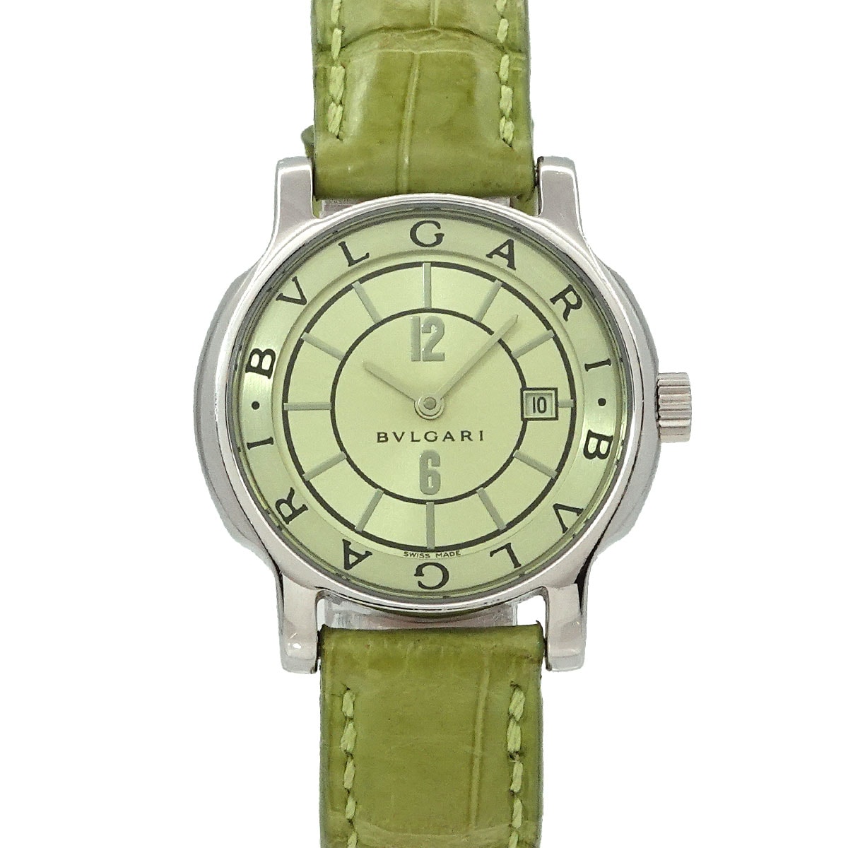 BVLGARI ソロテンポ ST29S レディース 腕時計 デイト グリーン クォーツ ウォッチ Solo tempo ブルガリ 90290046