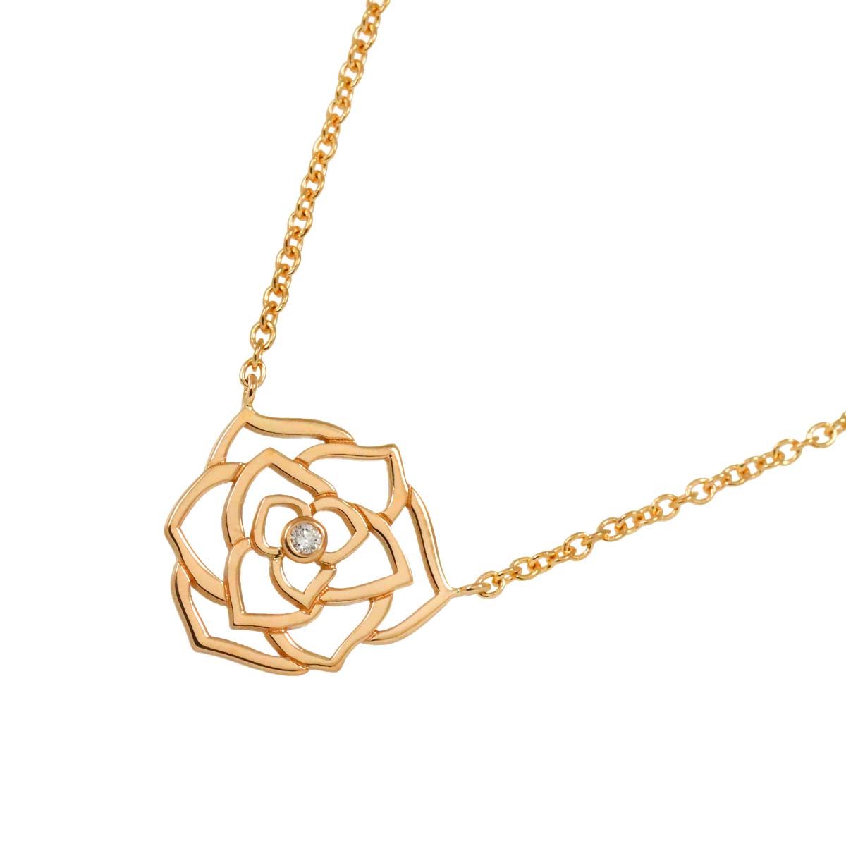 PIAGET ローズ ダイヤ ネックレス 42cm K18 PG ピンクゴールド 750 ROSE Diamond Necklace ピアジェ 90288108