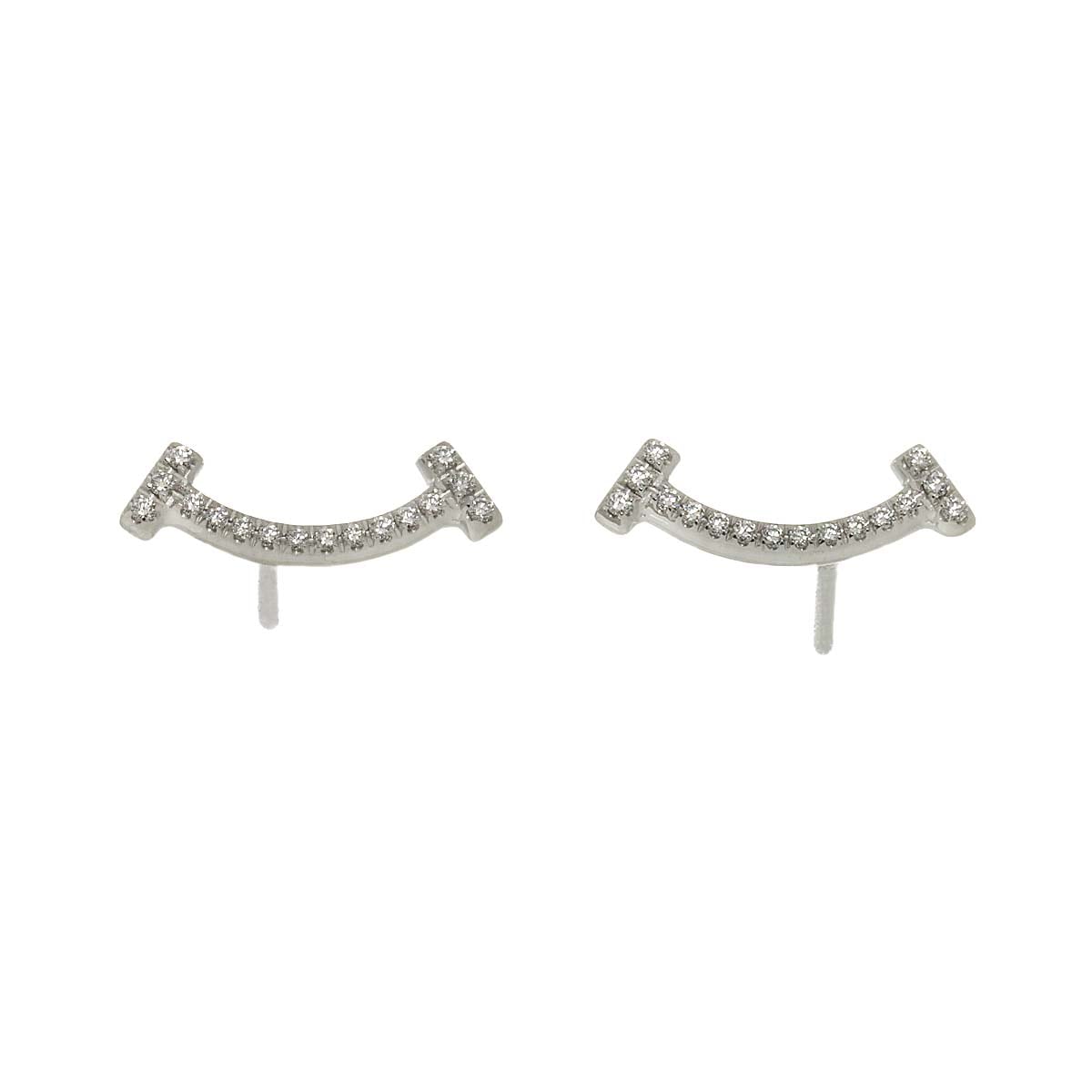 TIFFANY&Co.  T スマイル ダイヤ ピアス K18 WG ホワイトゴールド 750 Earrings Pierced ティファニー 90287451