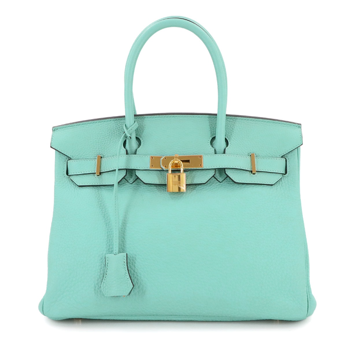 HERMES バーキン30 トリヨンクレマンス ブルーアトール ハンド バッグ T刻印 ゴールド 金具 Birkin エルメス 90289997